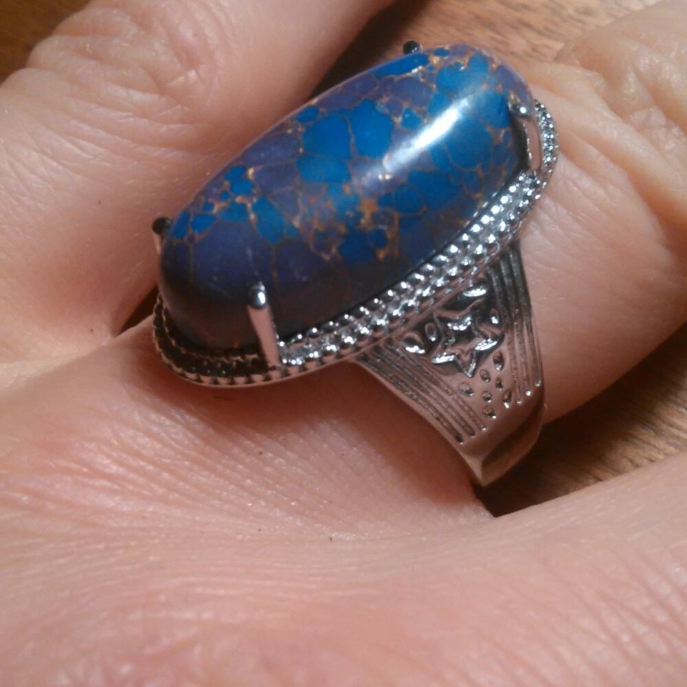 Mojave Purple Turquoise Solitaire Stainless Steel Ring (Size 6) - Picture 9 of 16